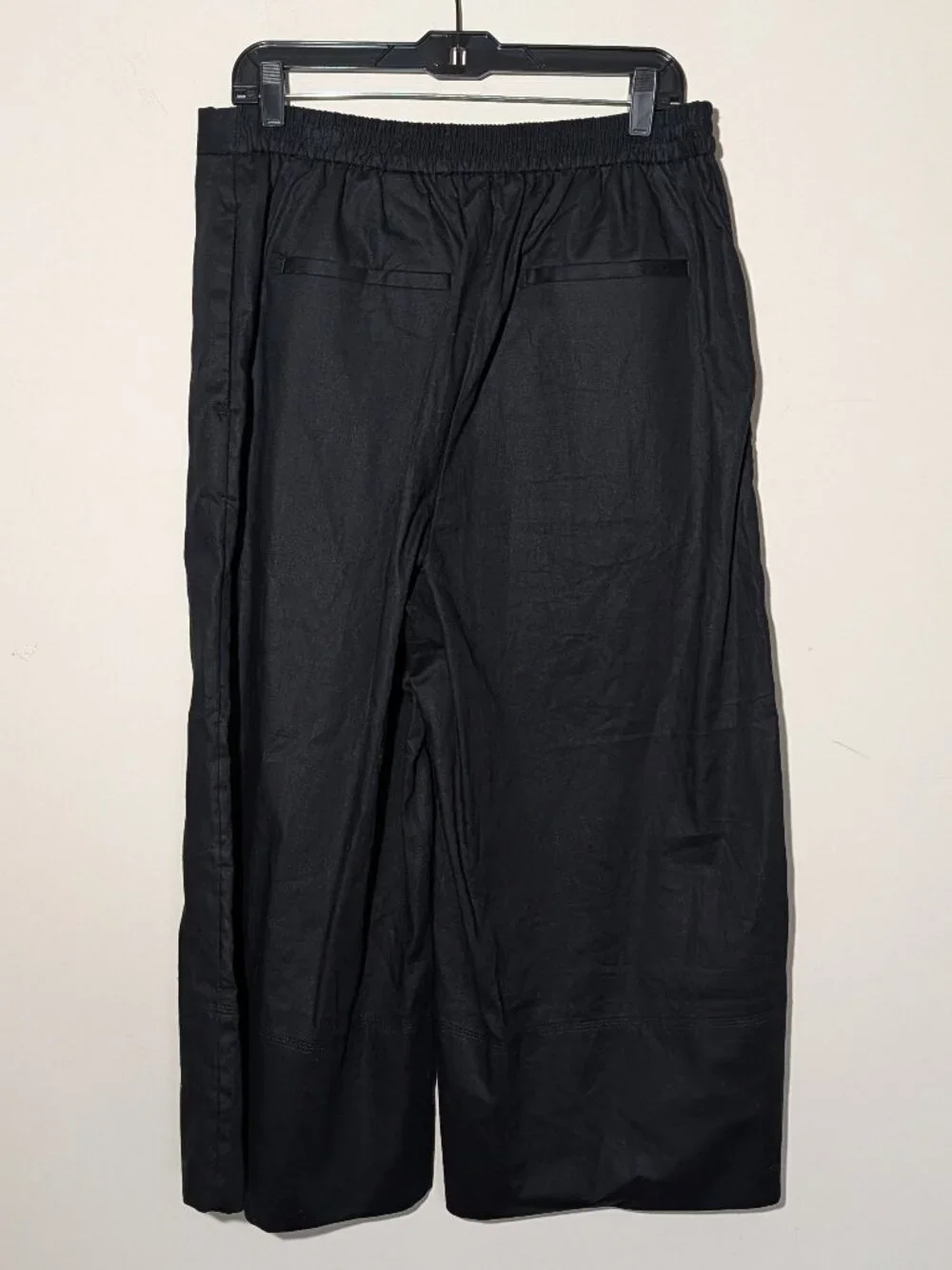 Banana Republic Linen-Blend Wide Leg Cropped Pull-On High Rise Pants Sz L Black